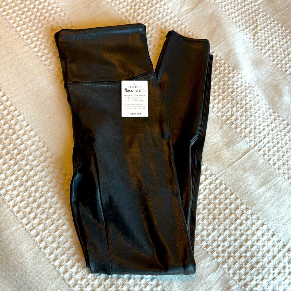 Spanx faux leather high waist legging M